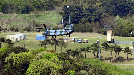 A Terminal High Altitude Area Defense (THAAD) interceptor (R) is seen in Seongju, South Korea, April 26, 2017. © Lee Jong-hyeon