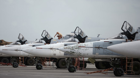 Russian Sukhoi Su-24 planes at the Khmeimim airbase in Syria © Maksim Blinov