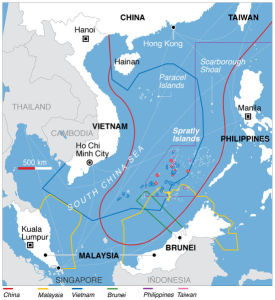 China's controversial nine-dashed-line overlaps with Economic Exclusion Zones of its neighbors.