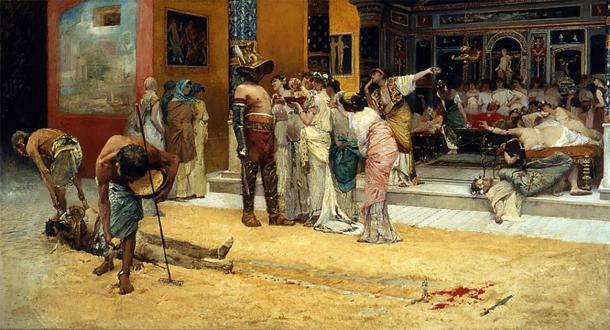 Retired gladiators were often hired to perform at special ceremonies or as male prostitutes to wealthy patrons. (Public domain)