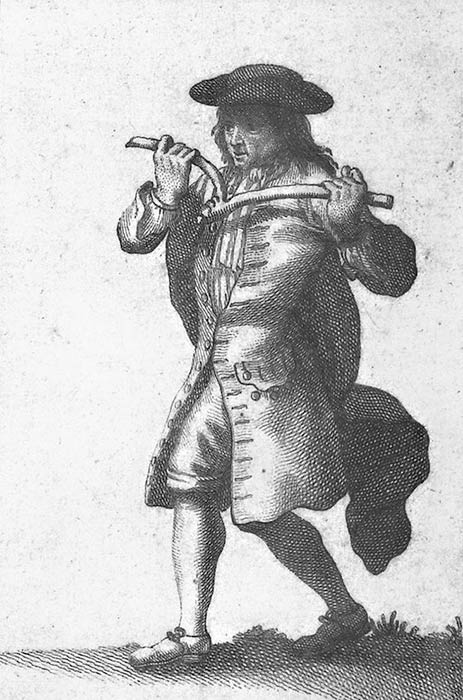 A dowser, from an 18th-century French book about superstitions (Public Domain)