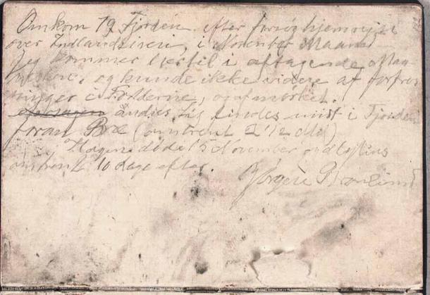 Brønlund’s famous farewell note. (Det Kongelige Bibliotek)