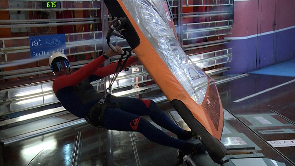 Windsurfer Antoine Albeau trains in wind tunnel to beat world speed record