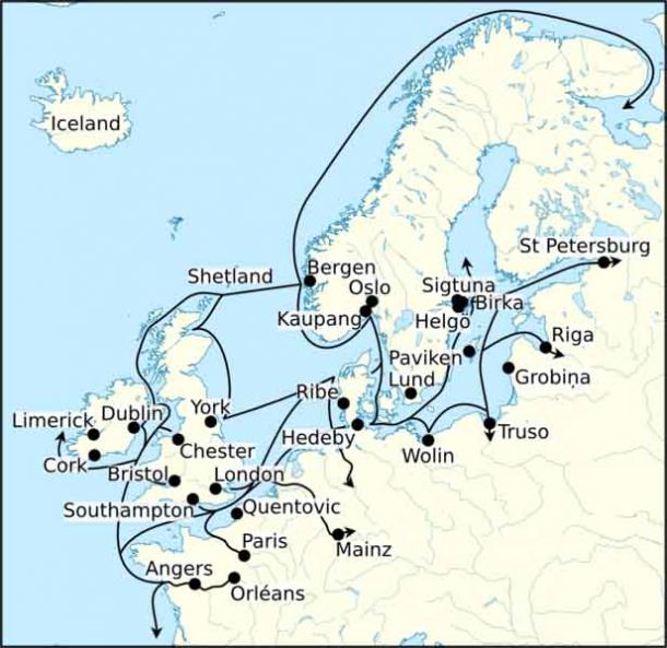 Viking Age trade routes in north-west Europe. (Brianann MacAmhlaidh/CC BY-SA 4.0)