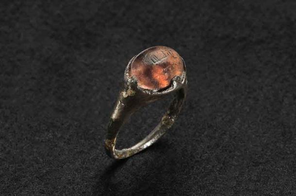 A silver ring from a Viking-era grave in Birka, Sweden, which has an inscription that says “To Allah” or “For Allah” in Kufic Arabic. (Birka)