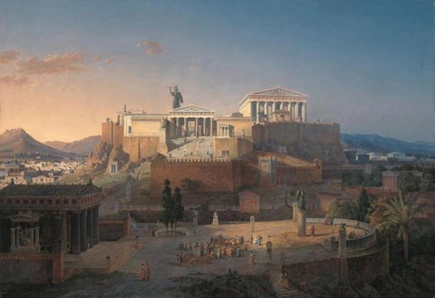 Reconstruction of the Acropolis and Areus Pagus in Athens, Leo von Klenze, 1846.