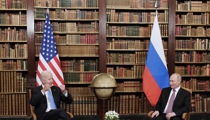 President Biden and Russia's President Putin meet for talks at the Villa La Grange on Wednesday.