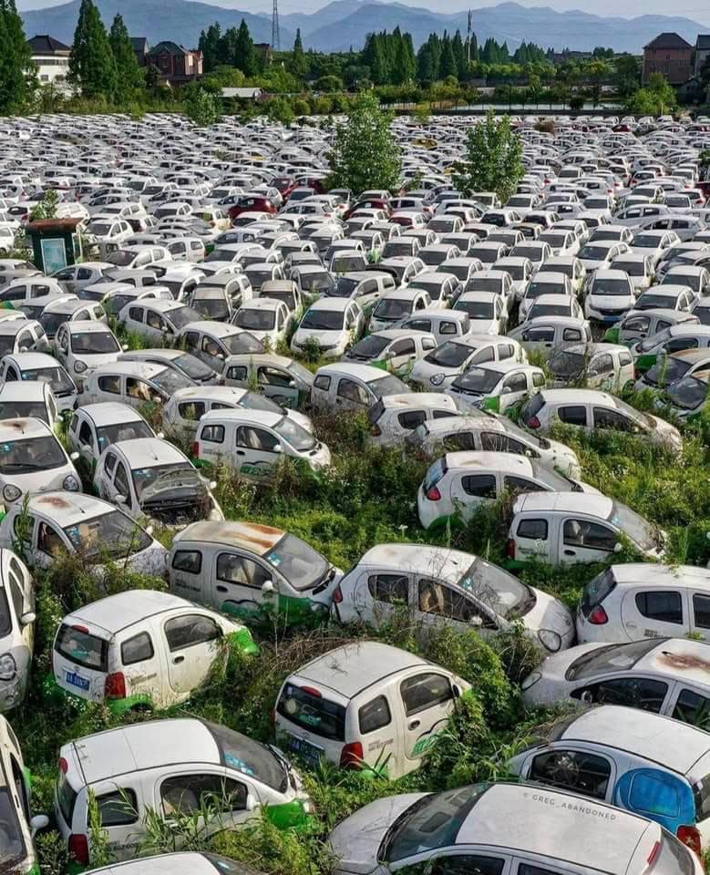 Electric car cemetery in France Jew World Order