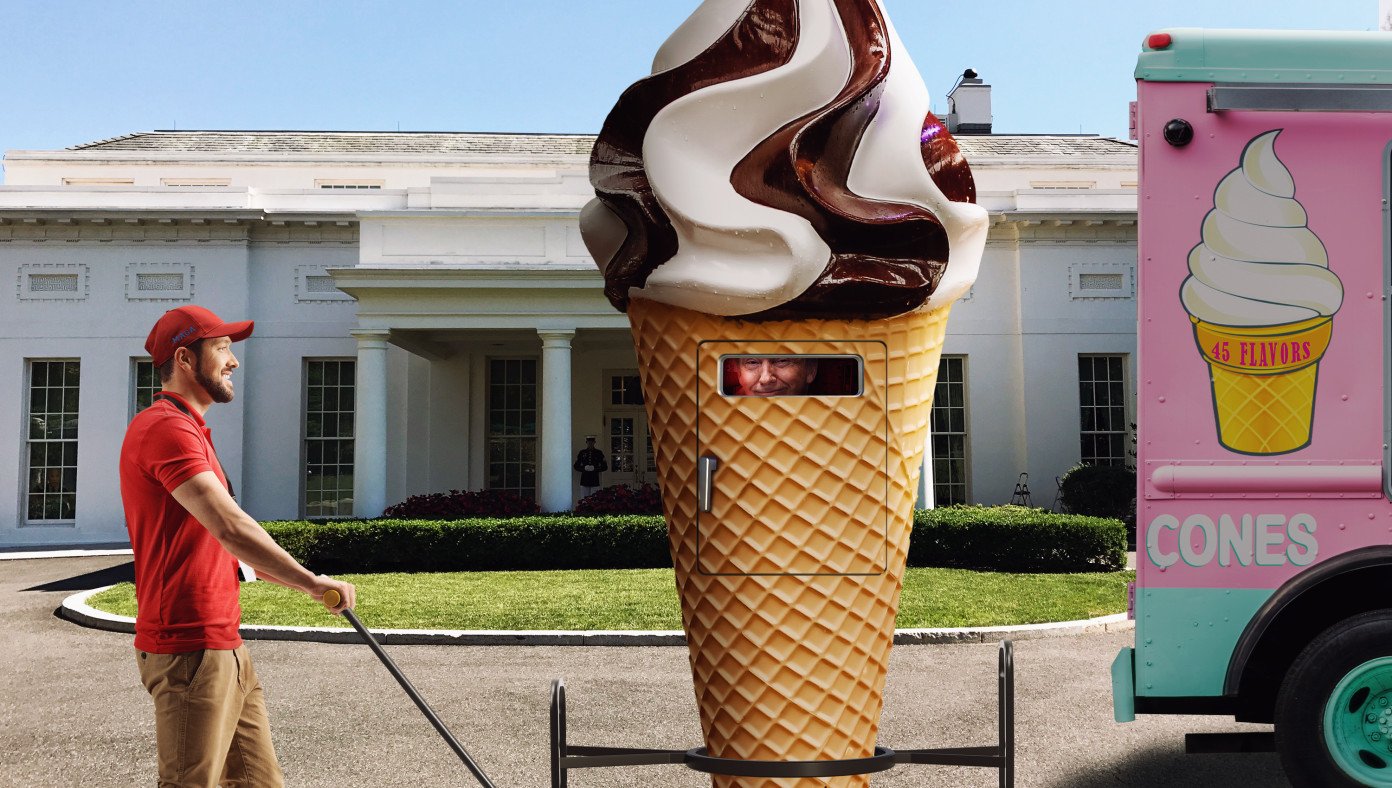 Trump Sneaks Back Into White House Hidden Within Trojan Ice Cream Cone