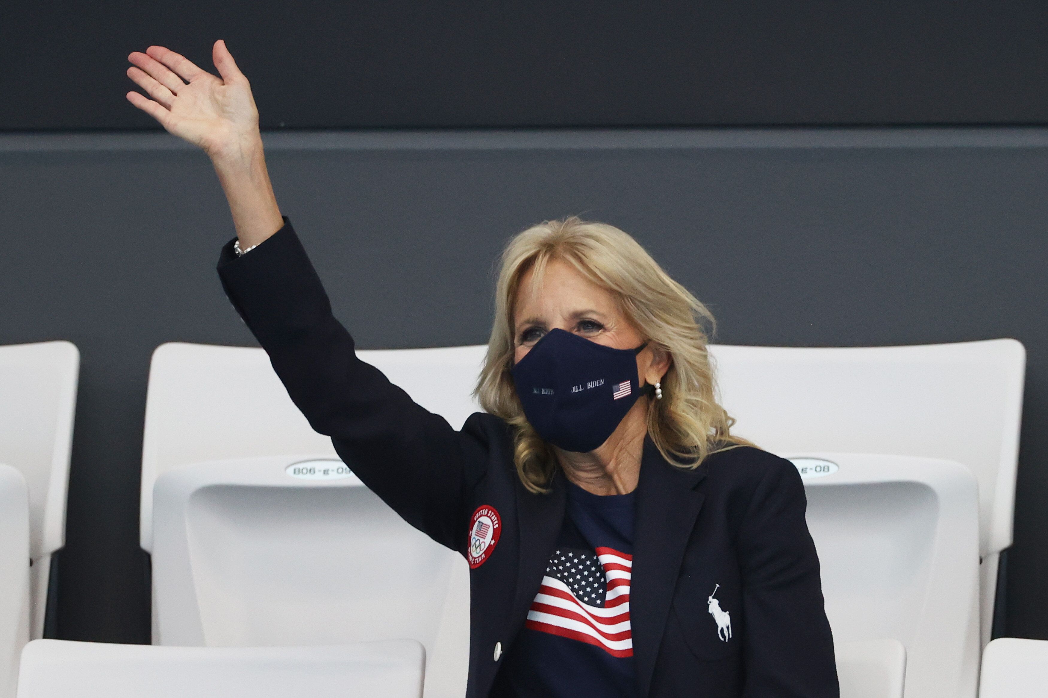 TOKYO, JAPAN - JULY 24: First Lady of the United States Jill Biden in attendance on day one of the Tokyo 2020 Olympic Games a