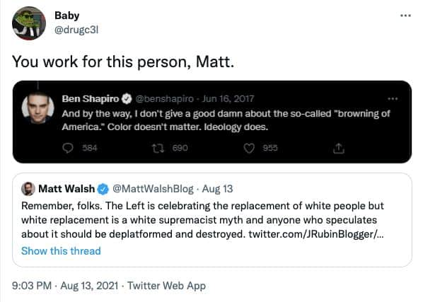 Daily Wire’s Matt Walsh Acknowledges White Replacement