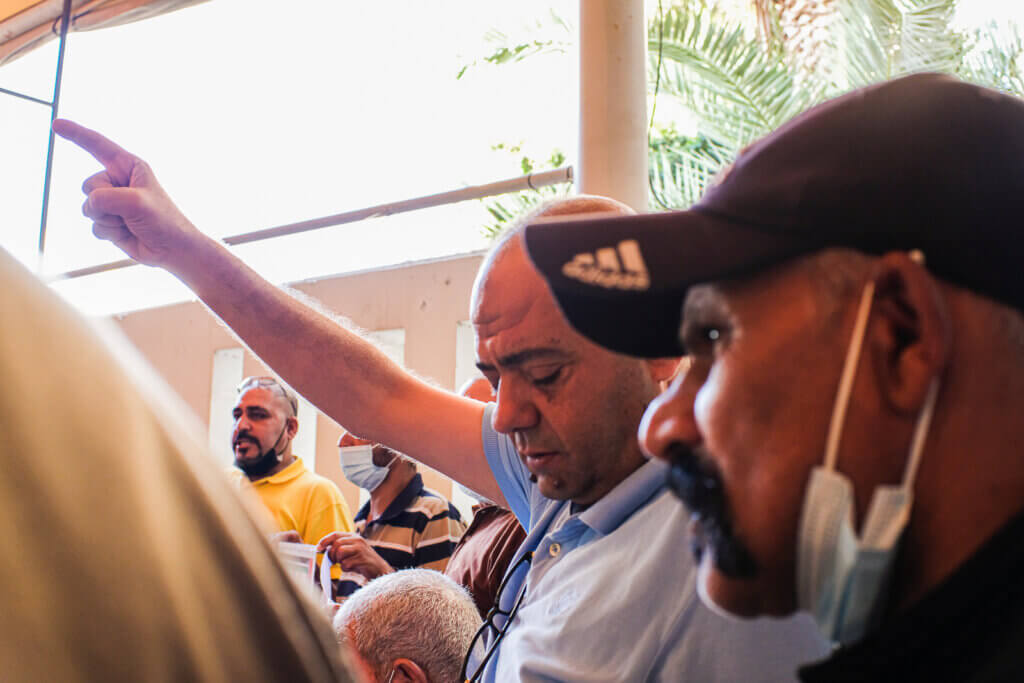 Families gather every Monday at the Red Cross headquarters in Gaza City, to protest for their incarcerated sons, daughters, and relatives being held in Israeli prisons. Gaza City, September 20, 20