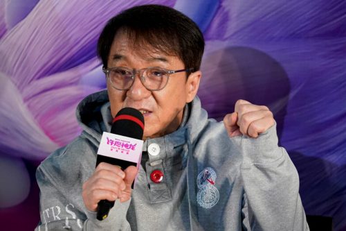 BEIJING, CHINA - JANUARY 01: Actor Jackie Chan attends the Press Conference of "Wish Dragon" on January 1, 2021 in Beijing, China. (Photo by Fred Lee/Getty Images)