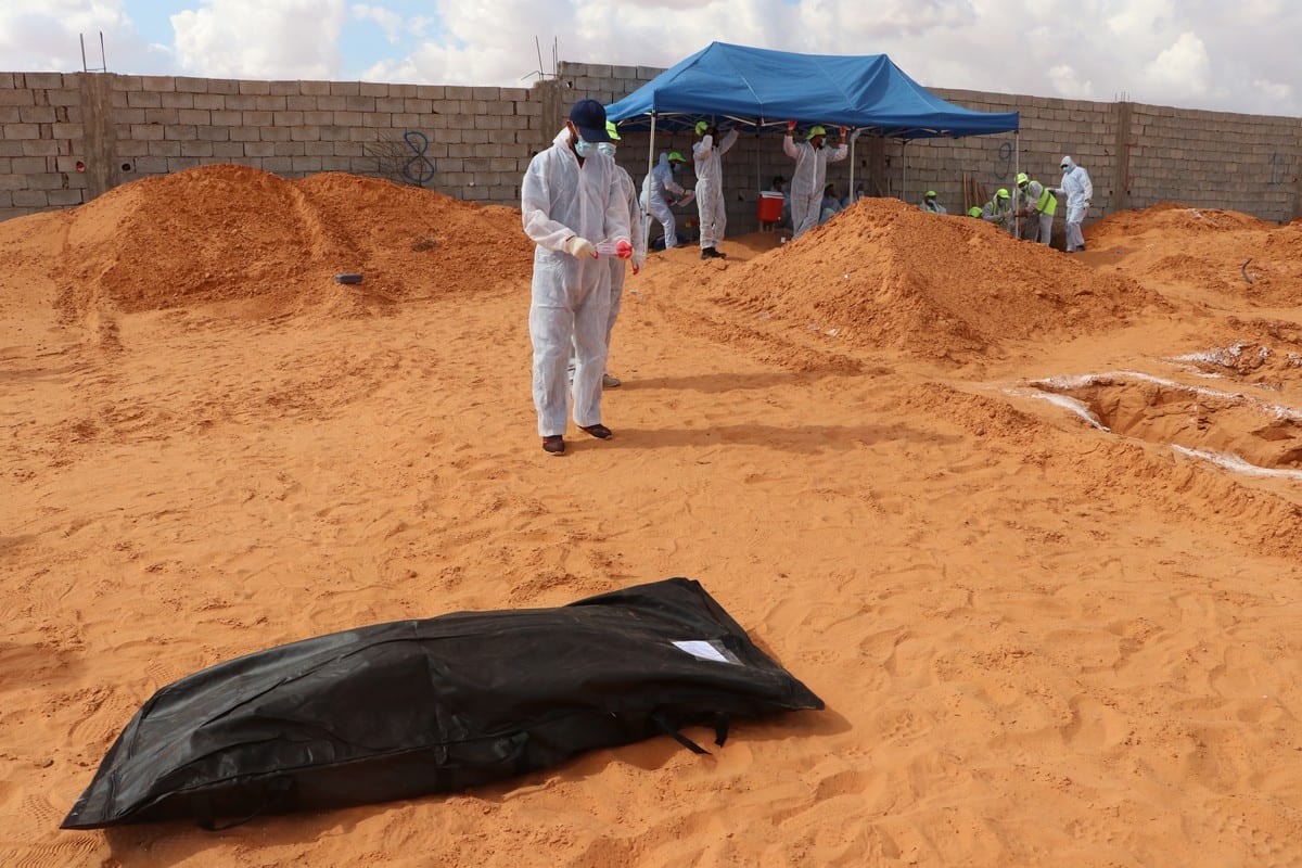 Libya exhumes 6 bodies from mass grave in Tarhuna