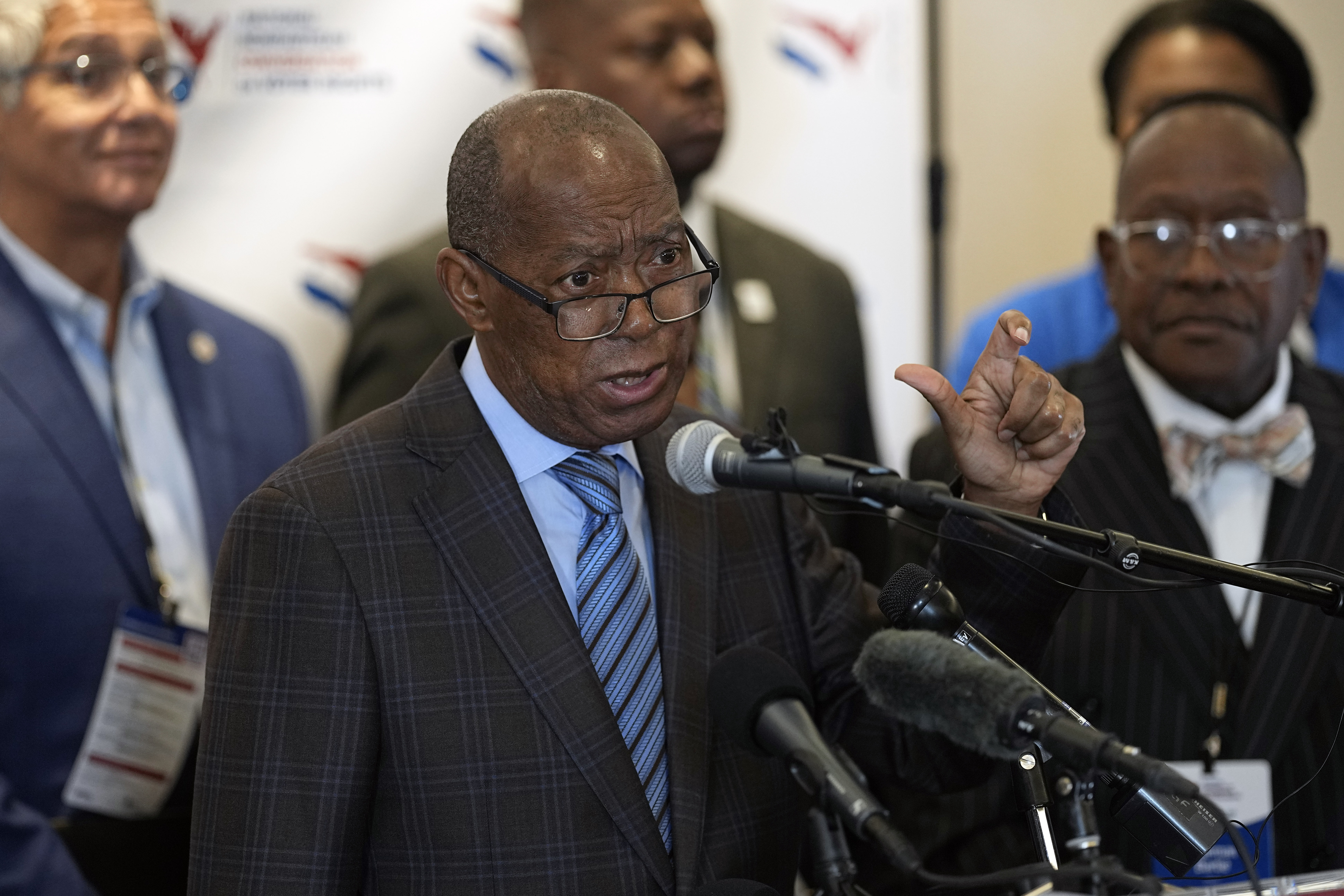 Sylvester Turner speaks during a news conference about voting rights Tuesday, Sept. 20, 2022, in Houston. Turner is the longest-tenured of the big city mayors.