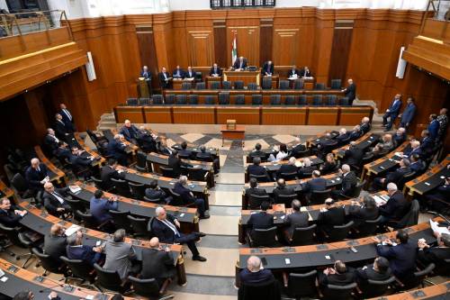 Lebanese parliament holds the 11th session to elect the 14th president in Beirut, Lebanon on January 19, 2023. 111 MPs out of 128 attended the session. [Hussam Shbaro - Anadolu Agency]