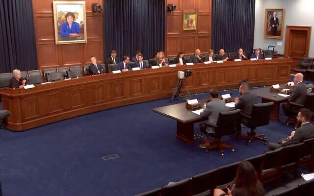 The Interparliamentary Task Force to Combat Online Antisemitism holds a hearing in Washington on September 16, 2022. (Screen capture/YouTube via Times of Israel)