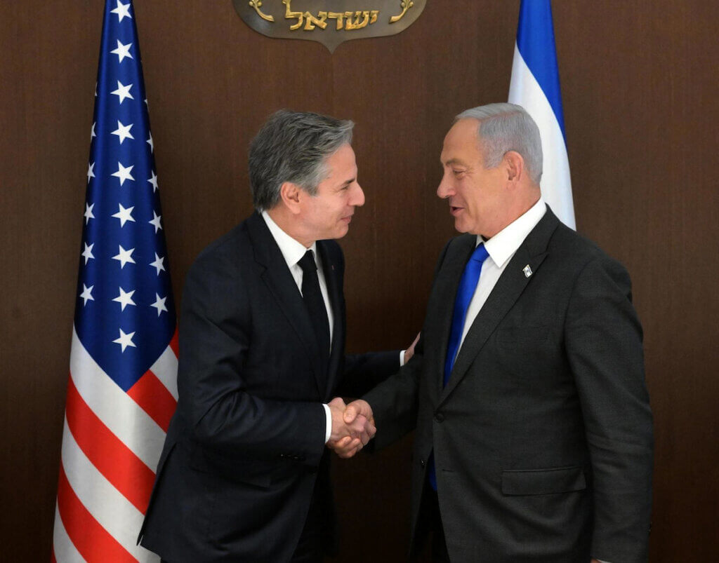 Israeli Prime Minister Benjamin Netanyahu meets US Secretary of State Antony Blinken on January 30, 2023. (Photo: Israeli Prime Minister Office via APA Images)