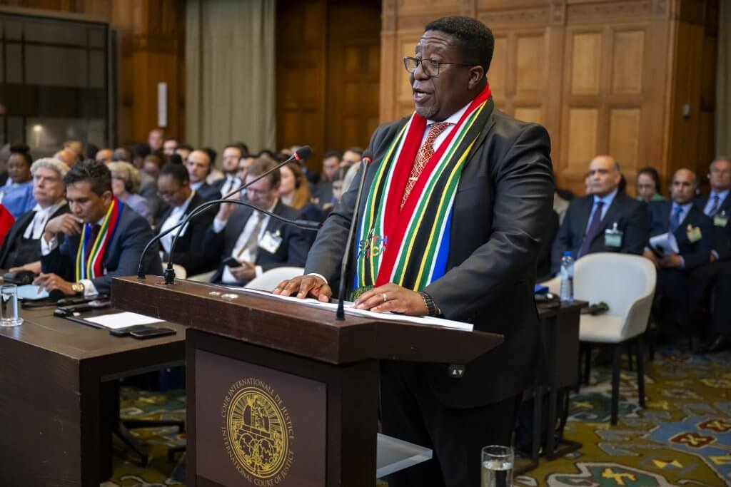 Mr Vusimuzi Madonsela presents on behalf of South Africa at the public hearings in the case South Africa v. Israel at the International Court of Justice, on May 16, 2024. (Photo: International Court of Justice)