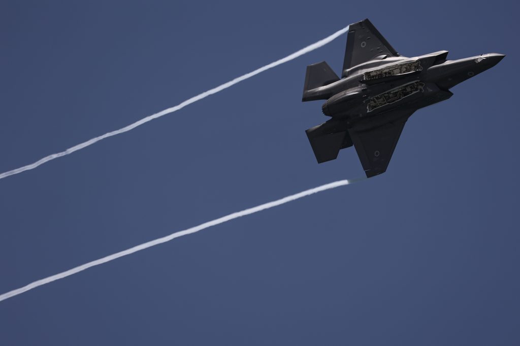 An Israeli fighter jet performs an air show, April 26, 2023. (Photo: Ilia Yefimovich/dpa via ZUMA Press/APA Images)