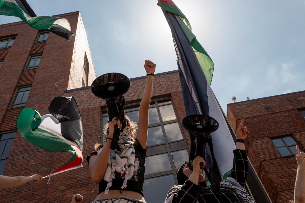 Student protesters participate in the Gaza encampment at The George Washington University (Photo: Taytum Wymer)