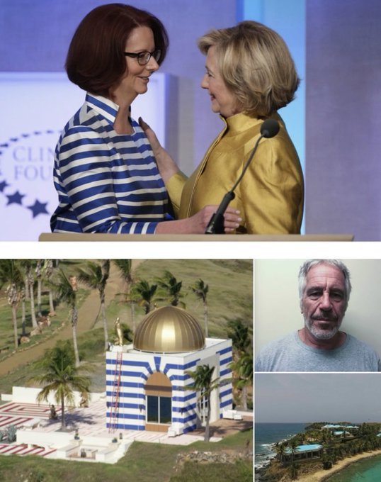 Julia Gillard and Hillary Clinton playing Epstein Island dress ups