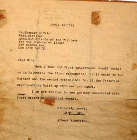 Letter from Albert Einstein in 1948